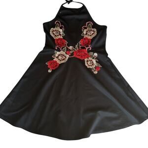 Womens Dress Size Small Black Floral Soft Goth Whimsigoth Office Siren Weekend